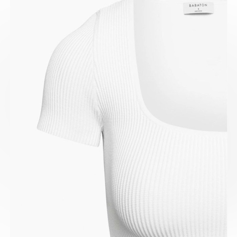 Babaton White Ribbed Crop Top - Picture 7 of 9